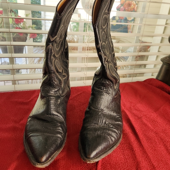 Youth JUSTIN Black Cowboy Boots  Size 8.5 C - Picture 5 of 13